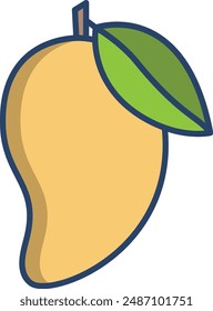 Raw Mango linear color illustration icon