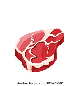 Raw Marbled Meat Black Angus Steak Ribeye. Meat Product Vector Illustration