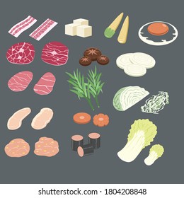 raw material food vector set
