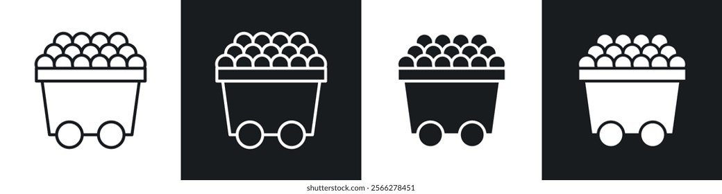 Raw material icons collection in black filled and line style.