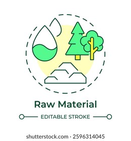 Raw material multi color concept icon. Using resources for production of goods and services. Circular economy. Round shape line illustration. Abstract idea. Graphic design. Easy to use in infographic