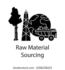 Icono de abastecimiento de materia prima con trazo editable.