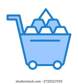 Ícone das matérias primas com cor azul para a gestão da produção