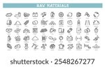 Raw materials icon set. Critical mineral resource outline icons