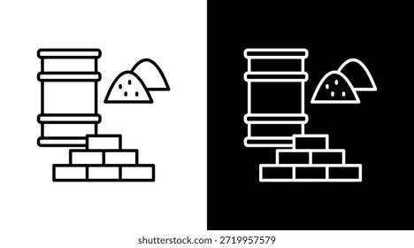 Rohstoffe Umriss Weiß Symbol Set Design
