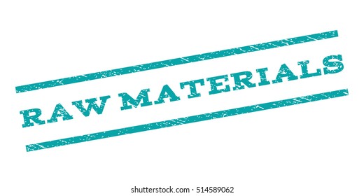 Raw Materials watermark stamp. Text caption between parallel lines with grunge design style. Rubber seal stamp with scratched texture. Vector color ink imprint on a white background.