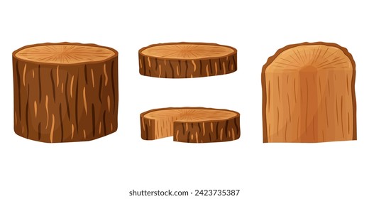 Raw materials for the woodworking industry. Tree trunk, logs, stumps,