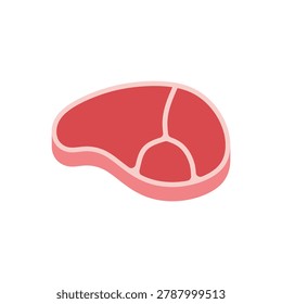 Raw meat beef steak flat design vector illustration isolated on white background for menu design or food. promotion