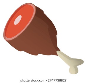Raw meat bone cartoon icon. Wild animal food
