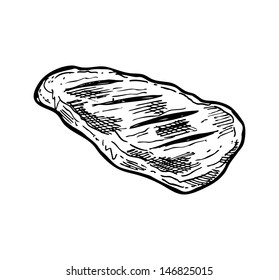 raw meat in doodle style