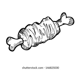raw meat in doodle style