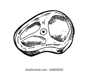 raw meat in doodle style