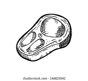 raw meat in doodle style