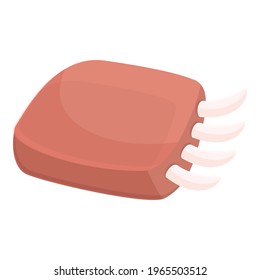 Icono de carne cruda. Caricatura del icono del vector de carne cruda para el diseño web aislado sobre fondo blanco
