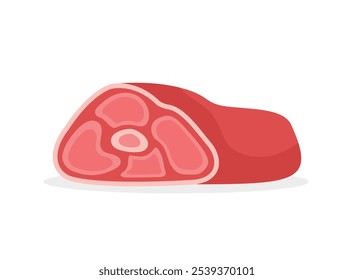 Ícone de carne crua em estilo plano. Ilustração de vetor de borrego ou de carne bovina em fundo isolado. Farinha de proteína frita sinal conceito de negócio.