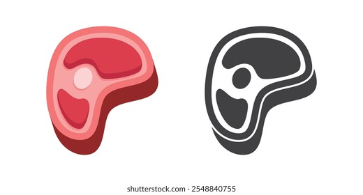 Ícone de carne crua em estilo plano. Ilustração de vetor de borrego ou de carne bovina em fundo isolado. Farinha de proteína frita sinal conceito de negócio.