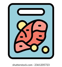 Raw meat icon outline vector. Pork food. Chicken fresh color flat