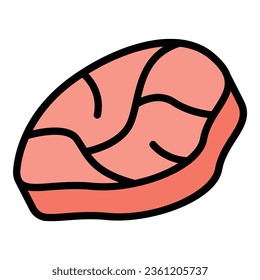 Raw meat icon outline vector. Pork lamb. Ham food color flat