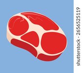 Raw Meat Illustration Vector. Raw steak beef vector Icon. beef illustration icon