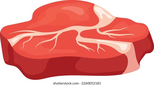 Raw meat piece cartoon icon. Pork sirloin isolated on white background