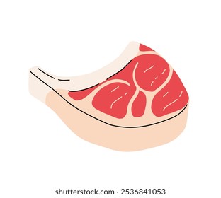 Produtos à base de carne crua. Bifes de carne fresca, carne crua de porco alimento conjunto de ilustração de vetor plano. Produtos para talhos