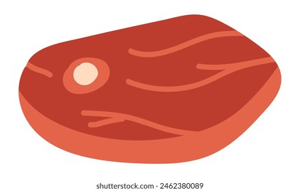 Raw meat slice with bone in flat design. Beef steak for grill barbecue. Vector illustration isolated.
