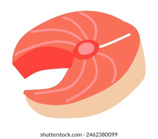 Raw meat for steak in flat design. Beef at bone for grill barbecue. Vector illustration isolated.