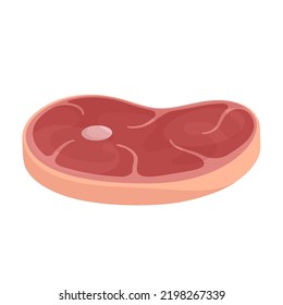 raw meat steak flat vector illustration clipart isolated on white background