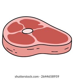 raw meat steak food nature healthy flat color vector illustration template design