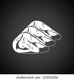 Raw meat steak icon. Black background with white. Vector illustration.