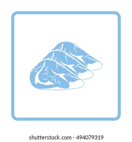 Raw meat steak icon. Blue frame design. Vector illustration.