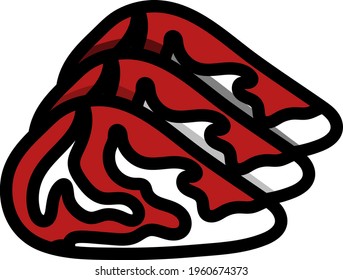 Raw Meat Steak Icon. Editable Bold Outline With Color Fill Design. Vector Illustration.