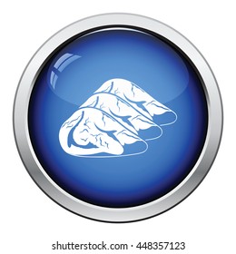 Raw meat steak icon. Glossy button design. Vector illustration.