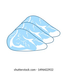Icono de filete de carne cruda. Línea Delgada Con Diseño De Relleno Azul. Ilustración vectorial.