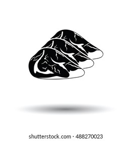 Raw meat steak icon. White background with shadow design. Vector illustration.