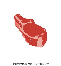 Raw meat steak on a white background. Vector image.