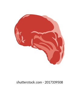 Raw meat steak on a white background. Vector image.