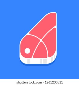 Raw meat, meat steak, piece of meat, vector icon, illustration. 