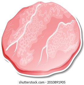 Etiqueta de la carne cruda en la ilustración de fondo blanco