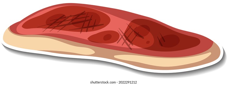 Etiqueta de la carne cruda en la ilustración de fondo blanco