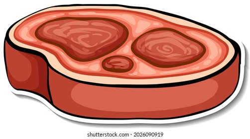 Raw meat sticker on white background  illustration
