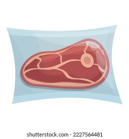 Raw meat vacuum bag icon cartoon vector. Steak meat. Food pack