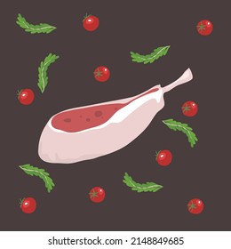 Raw Meat and Vegetables Vector