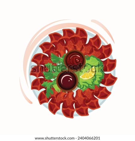 Raw meatballs vector illustration (cig kofte) isolated on a white background. Traditional Turkish cuisine delicacies.