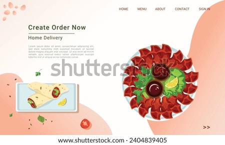 Raw meatballs vector illustration (cig kofte) isolated on a white background. Traditional Turkish cuisine delicacies. Situation. Web page design template. Vector illustration for poster, banner.