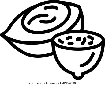 Raw Mustard seeds vector line icon design, Condiments and Spices symbol, Food cooking ingredients Sign, Herbs and table sauce stock illustration, Hybrid Lemon Concept,