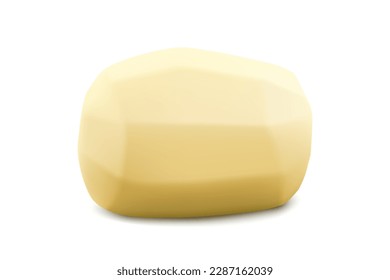 Raw peeled potato for cooked food, isolated on white background. Realistic 3d vector illustration