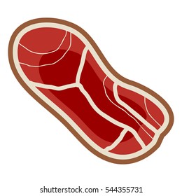 Raw piece of beef. Fresh steak. Vector illustration isolated on white background.