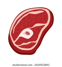 Raw piece of meat for steak - vector illustration in simple style and few flat colors