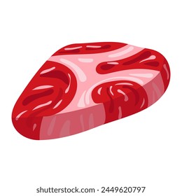 A raw piece of meat, a vector illustration, can be used for cooking manuals, butcher shop signs, or nutritional education materials. The ingredient for cooking. An isolated piece